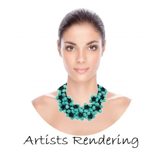 SOMETHING BLUE Turquoise & Jet Statement Necklace - Picture 4 of 4